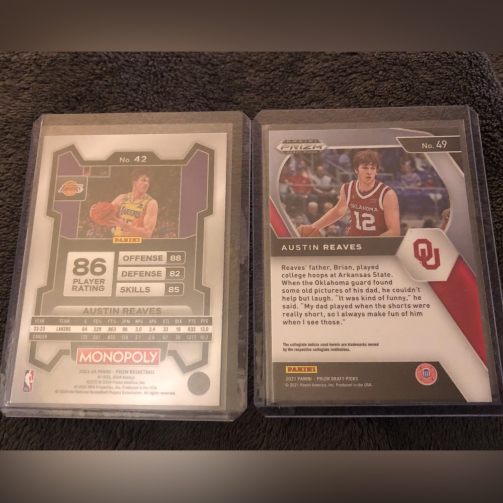 AUSTIN REEVES 2021 Panini Prizm Rookie Card #49 Rookie RC Oklahoma/Lakers - Picture 3 of 3
